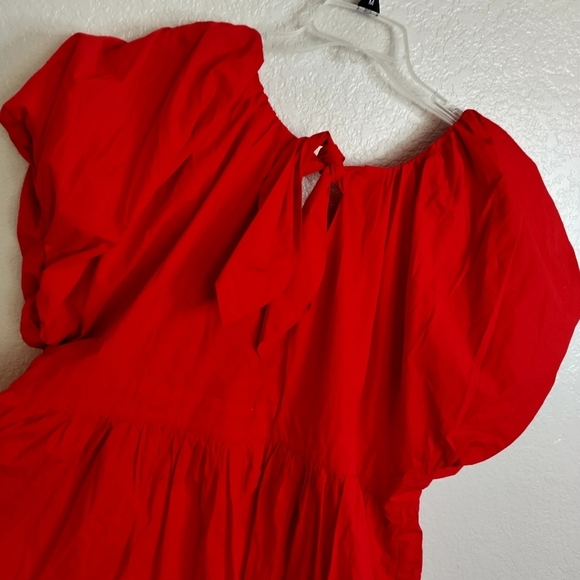 NWT J.CREW Cecily puff sleeve Dress Cotton in Red sz 24 - Picture 11 of 14